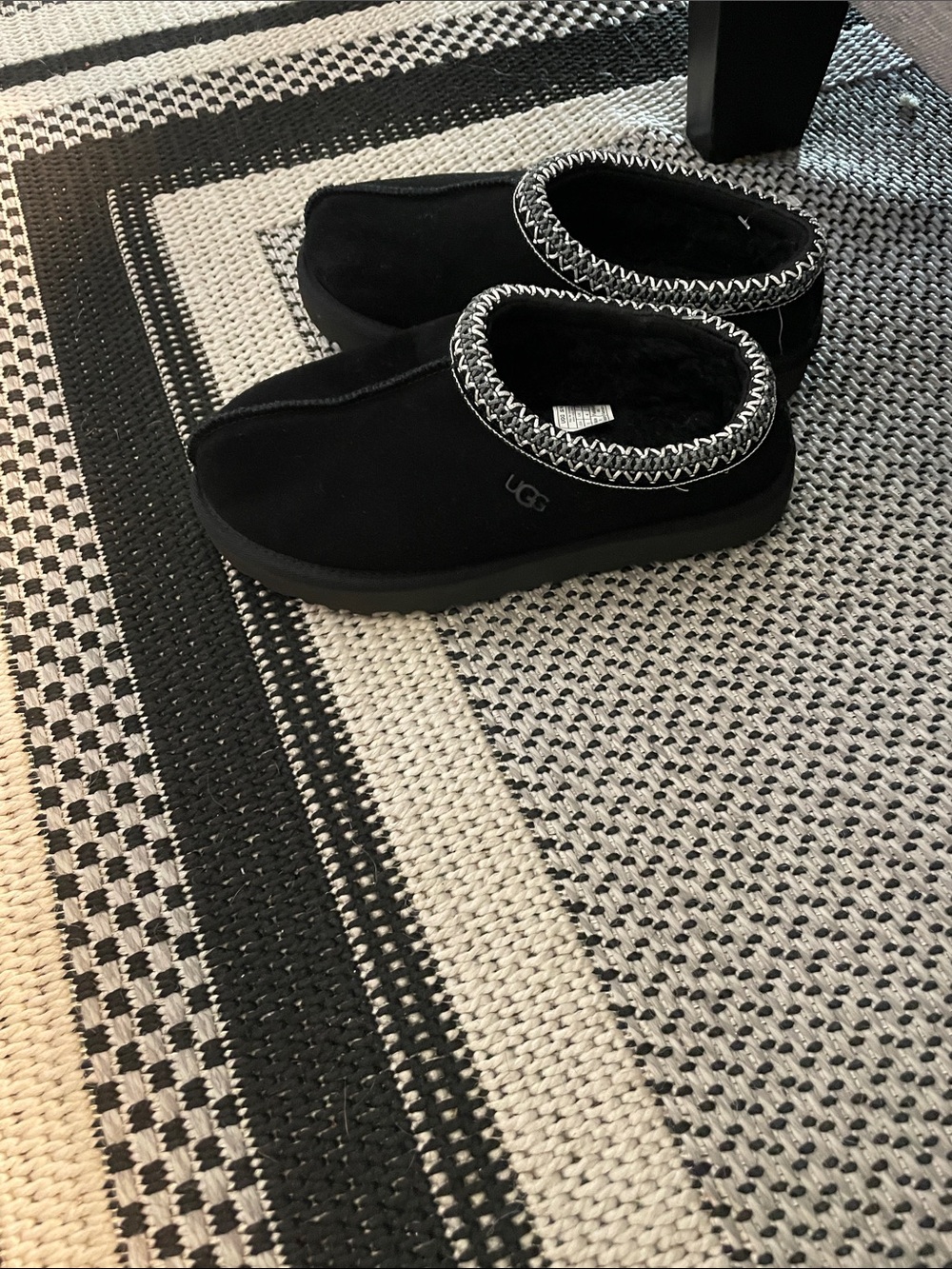 UGG Black Knit-Trim big kids 6